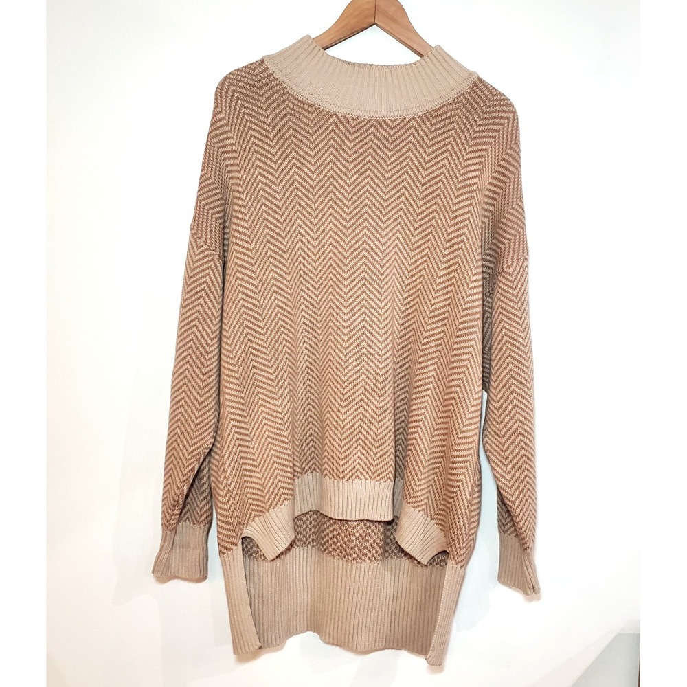 ABLE Harriet Slouchy Herringbone Sweater XXL 100% Organic Cotton Mock Neck
